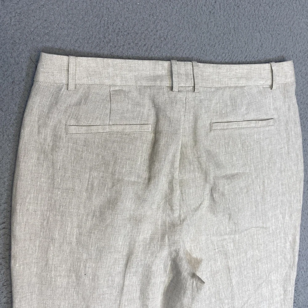 Banana Republic Pants Womens 14 Beige Linen Straight Leg Lightweight Summer Work